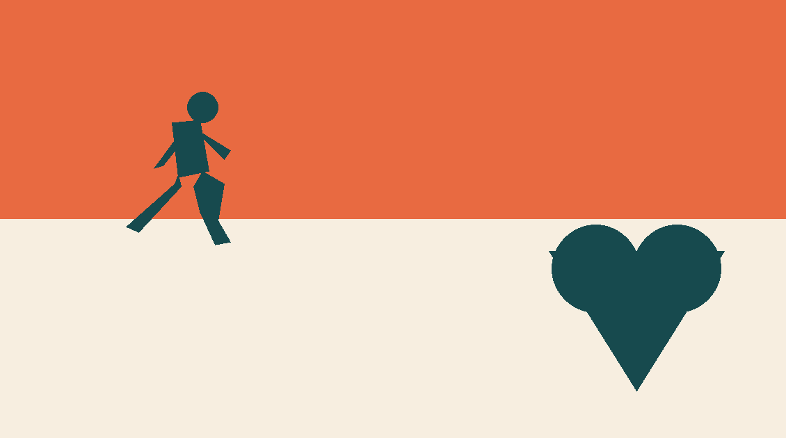 Illustration of a runner beside a heart symbol representing the Hospis Malaysia charity run