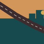 Stylised road curving through a city skyline representing a KL road closure guide