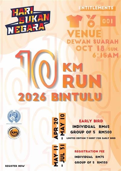 BINTULU HARI SUKAN NEGARA 10KM RUN event banner
