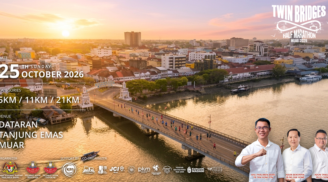 TWIN BRIDGES HALF MARATHON MUAR 2026 event banner