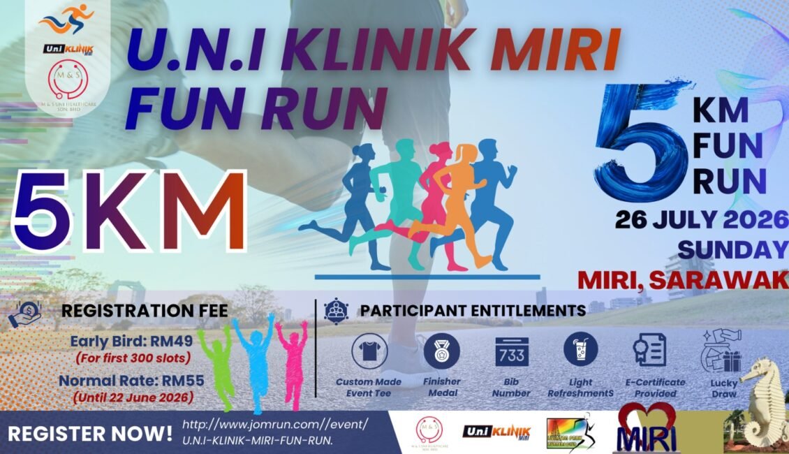 Running events Malaysia - U.N.I Klinik Miri Fun Run poster
