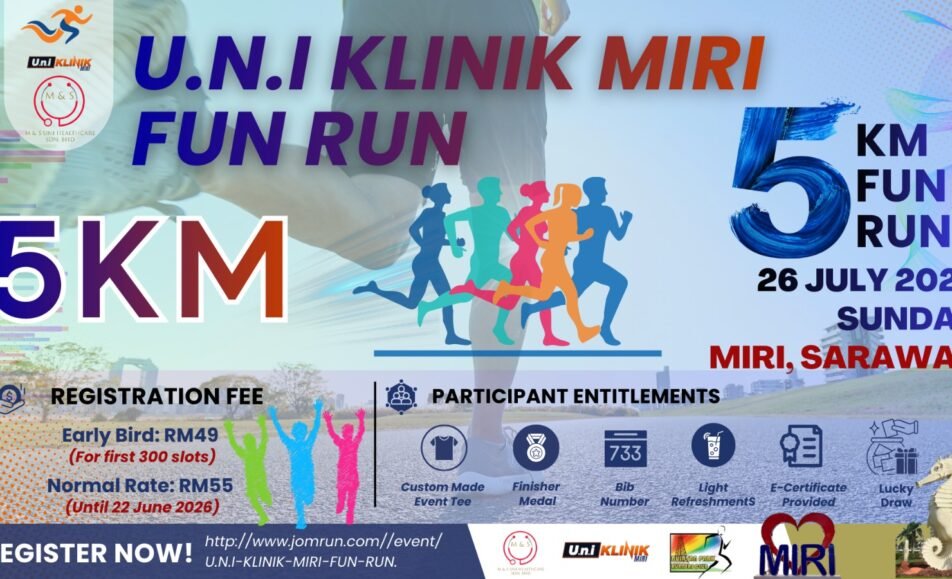 Running events Malaysia - U.N.I Klinik Miri Fun Run poster