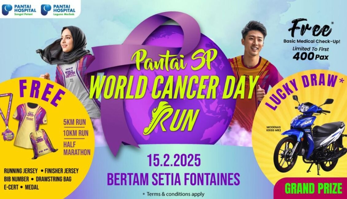 Pantai SP Cancer World Run 2025 event banner