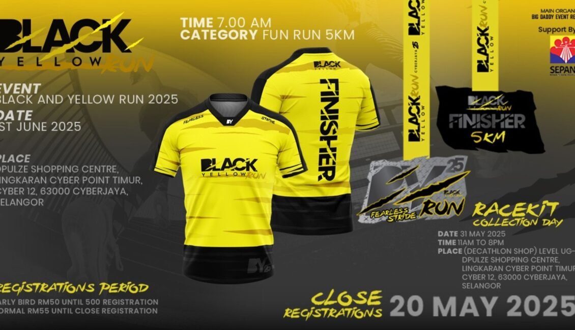 Black and Yellow Run 2025 event banner