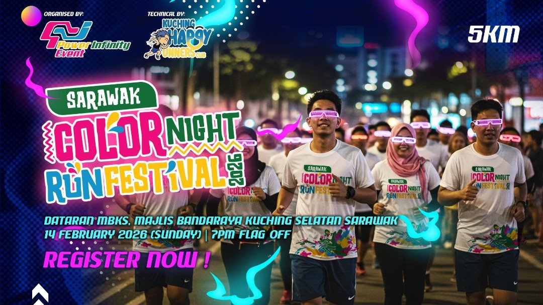 Sarawak Color Night Run Festival 2026 event banner
