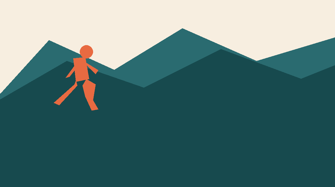 Mountain contour illustration with a trail runner representing trail and ultra running in Malaysia