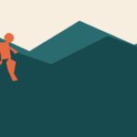 Mountain contour illustration with a trail runner representing trail and ultra running in Malaysia