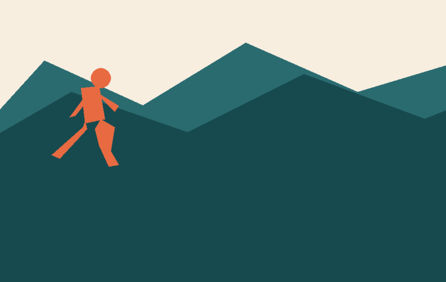 Mountain contour illustration with a trail runner representing trail and ultra running in Malaysia