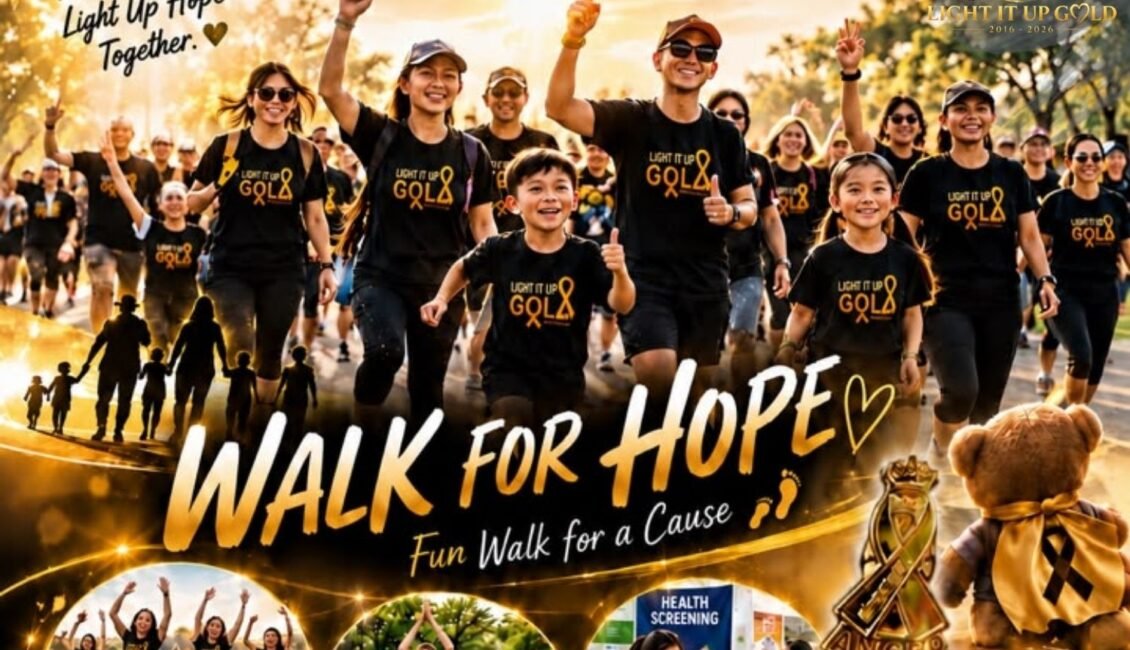 Light It Up Gold 2026 Celebration & Charity Wellness Day Walk For Hope 2026 event banner