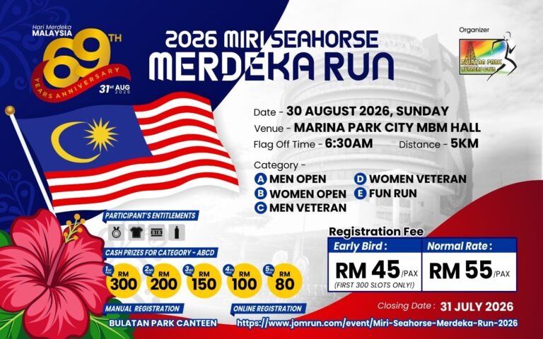 2026 Miri Seahorse Merdeka Run event poster
